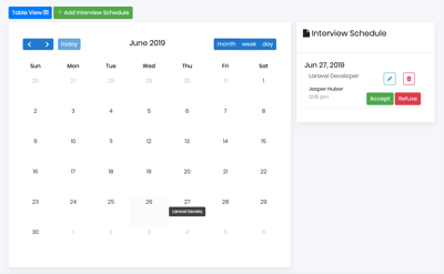 Schedule Interviews using Calendar & Table View